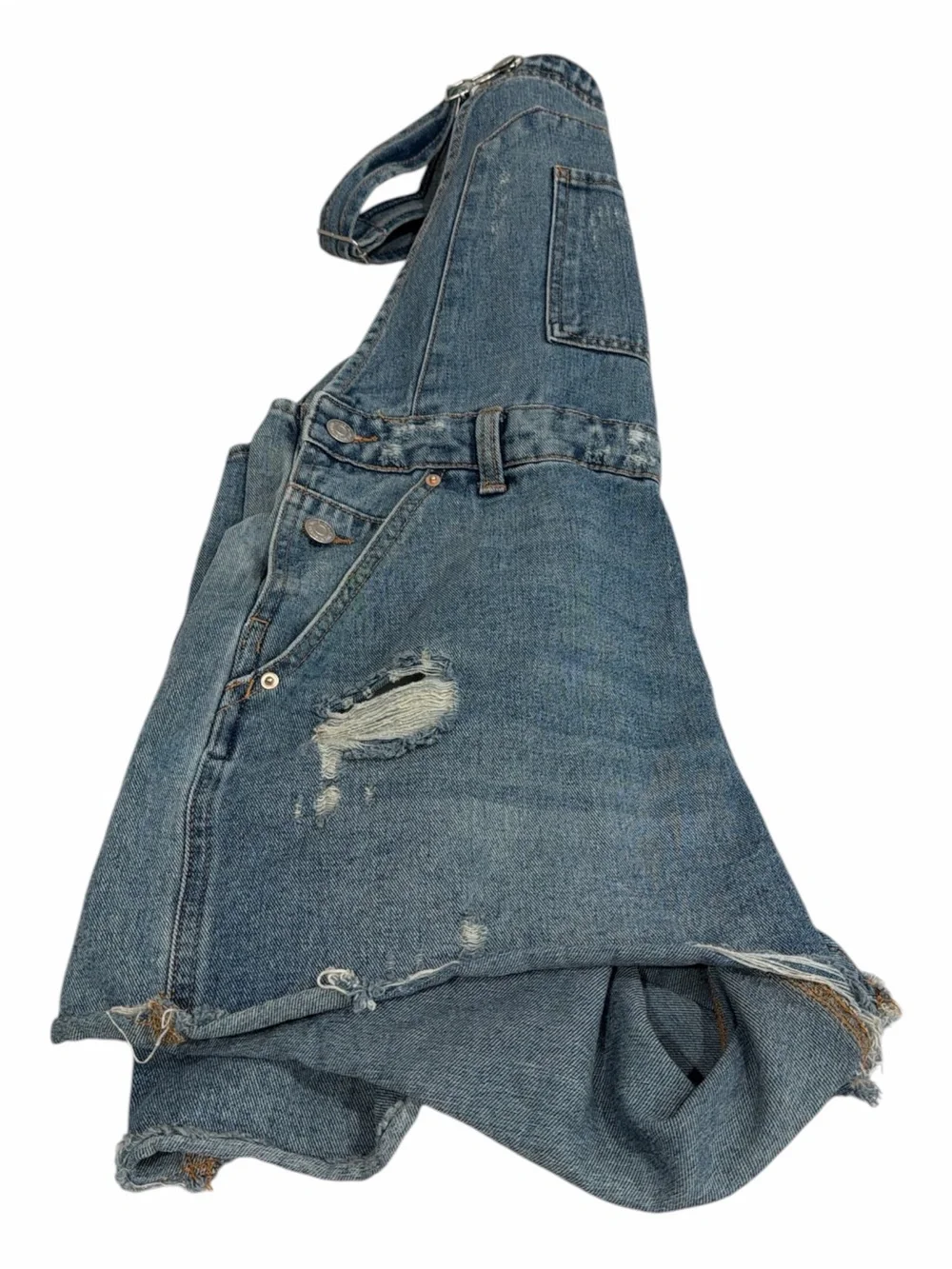Wild Fable Denim Shortalls Overalls Romper Distressed Light Wash Size Large